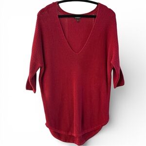 Express Deep Red V-Neck Sweater
